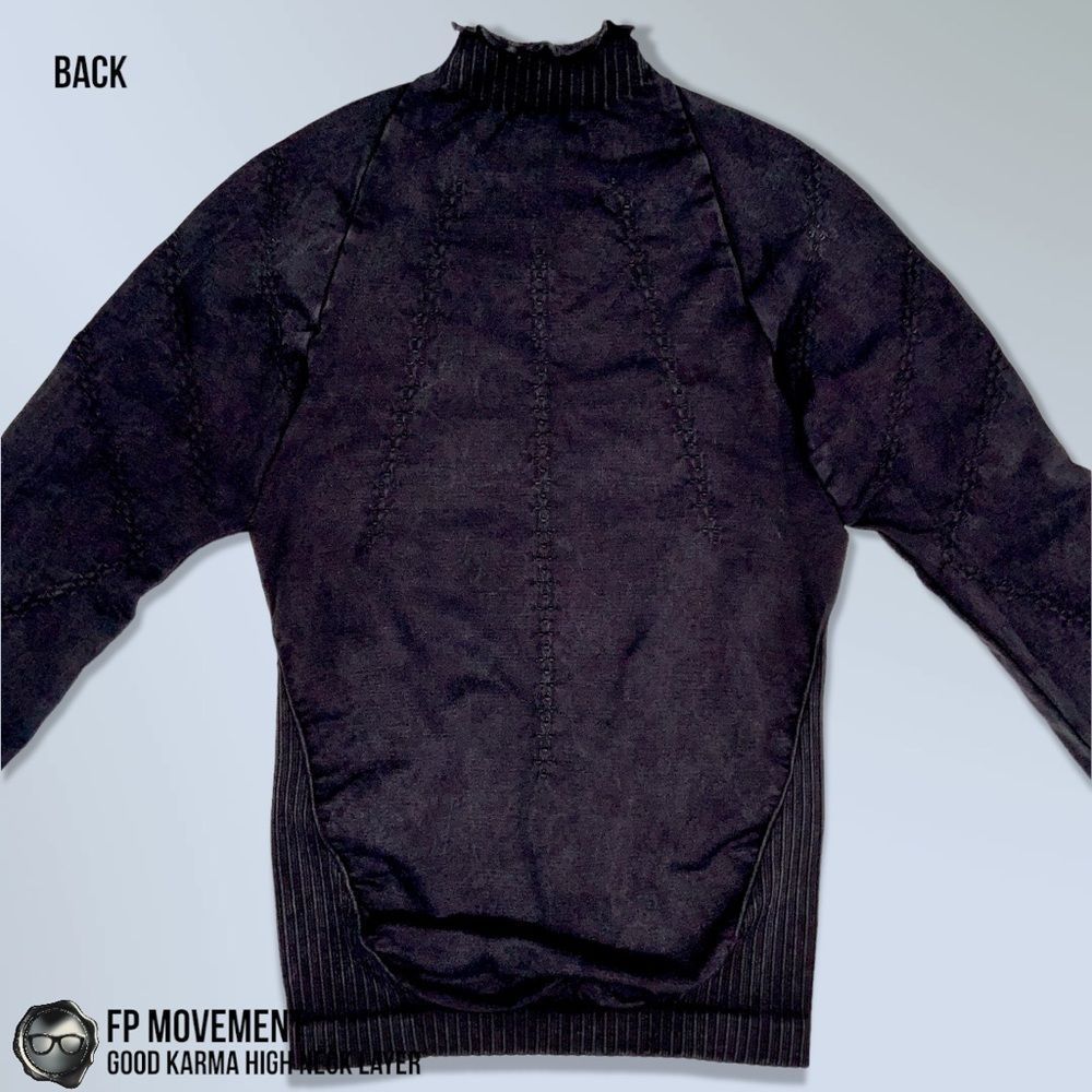 FP MOVEMENT GOOD KARMA HIGH NECK LAYER TOP IN WASHED BLACK COMPRESSIVE WORKOUT - Picture 7 of 13